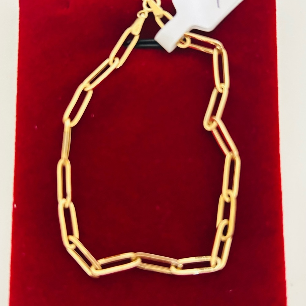 18k Gold Paperclip Chain Link Bracelet